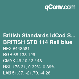 Farbcode: British Standards IdCod Special - BRITISH STD 114 Rail blue | qconv.com