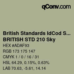 Farbcode: British Standards IdCod Special - BRITISH STD 210 Sky | qconv.com