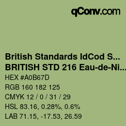 Code couleur: British Standards IdCod Special - BRITISH STD 216 Eau-de-Nil | qconv.com