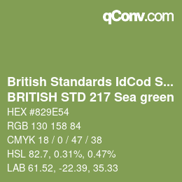 Farbcode: British Standards IdCod Special - BRITISH STD 217 Sea green | qconv.com