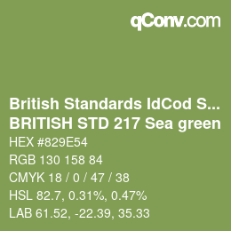 Code couleur: British Standards IdCod Special - BRITISH STD 217 Sea green | qconv.com