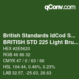 Farbcode: British Standards IdCod Special - BRITISH STD 225 Light Brunswick green | qconv.com