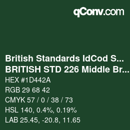 カラーコード: British Standards IdCod Special - BRITISH STD 226 Middle Brunswick green | qconv.com