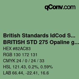Farbcode: British Standards IdCod Special - BRITISH STD 275 Opaline green | qconv.com