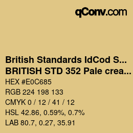 Code couleur: British Standards IdCod Special - BRITISH STD 352 Pale cream | qconv.com