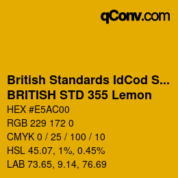 Farbcode: British Standards IdCod Special - BRITISH STD 355 Lemon | qconv.com