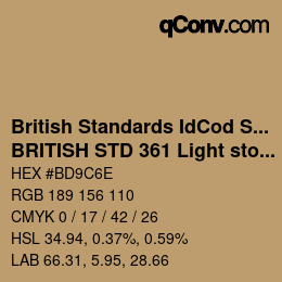カラーコード: British Standards IdCod Special - BRITISH STD 361 Light stone | qconv.com