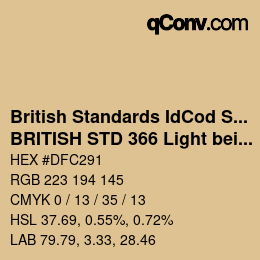 Code couleur: British Standards IdCod Special - BRITISH STD 366 Light beige | qconv.com
