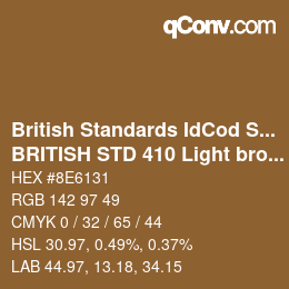 Farbcode: British Standards IdCod Special - BRITISH STD 410 Light brown | qconv.com