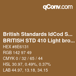 Farbcode: British Standards IdCod Special - BRITISH STD 410 Light brown | qconv.com