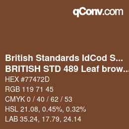 カラーコード: British Standards IdCod Special - BRITISH STD 489 Leaf brown | qconv.com