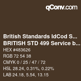 Farbcode: British Standards IdCod Special - BRITISH STD 499 Service brown | qconv.com