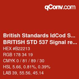 カラーコード: British Standards IdCod Special - BRITISH STD 537 Signal red | qconv.com