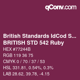 Code couleur: British Standards IdCod Special - BRITISH STD 542 Ruby | qconv.com