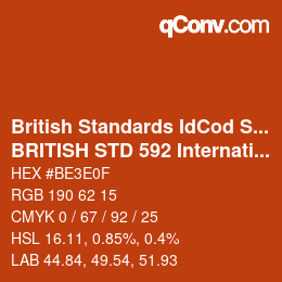 Farbcode: British Standards IdCod Special - BRITISH STD 592 International orange | qconv.com