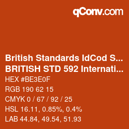 Farbcode: British Standards IdCod Special - BRITISH STD 592 International orange | qconv.com