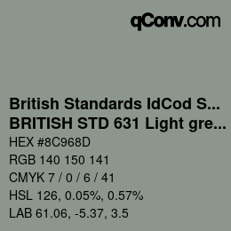 Farbcode: British Standards IdCod Special - BRITISH STD 631 Light grey | qconv.com