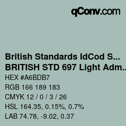 Farbcode: British Standards IdCod Special - BRITISH STD 697 Light Admirality grey | qconv.com