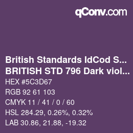 Farbcode: British Standards IdCod Special - BRITISH STD 796 Dark violet | qconv.com