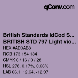 Farbcode: British Standards IdCod Special - BRITISH STD 797 Light violet | qconv.com