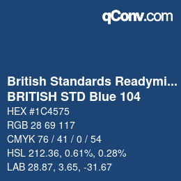 Código de color: British Standards Readymixed - BRITISH STD Blue 104 | qconv.com