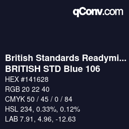 Code couleur: British Standards Readymixed - BRITISH STD Blue 106 | qconv.com