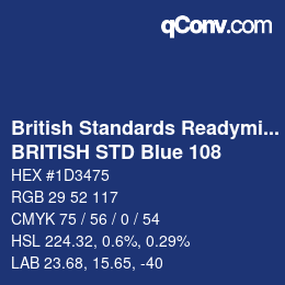 Farbcode: British Standards Readymixed - BRITISH STD Blue 108 | qconv.com