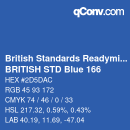 Farbcode: British Standards Readymixed - BRITISH STD Blue 166 | qconv.com