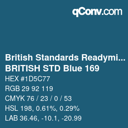 Código de color: British Standards Readymixed - BRITISH STD Blue 169 | qconv.com