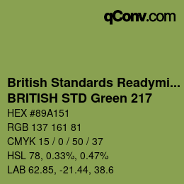 Farbcode: British Standards Readymixed - BRITISH STD Green 217 | qconv.com