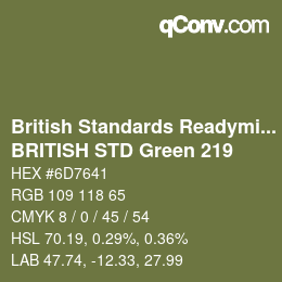 Farbcode: British Standards Readymixed - BRITISH STD Green 219 | qconv.com