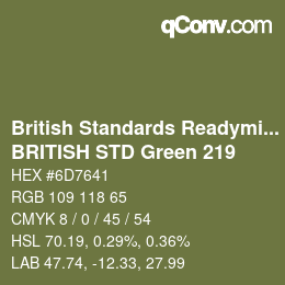 Code couleur: British Standards Readymixed - BRITISH STD Green 219 | qconv.com