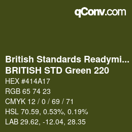 Código de color: British Standards Readymixed - BRITISH STD Green 220 | qconv.com