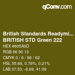 カラーコード: British Standards Readymixed - BRITISH STD Green 222 | qconv.com