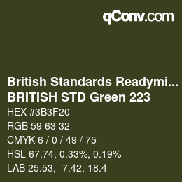 Farbcode: British Standards Readymixed - BRITISH STD Green 223 | qconv.com