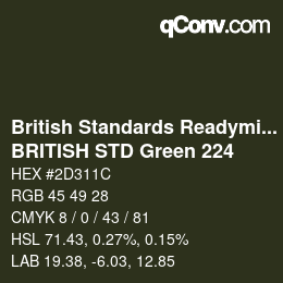 Farbcode: British Standards Readymixed - BRITISH STD Green 224 | qconv.com