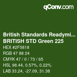 Código de color: British Standards Readymixed - BRITISH STD Green 225 | qconv.com