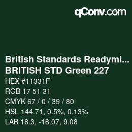 Código de color: British Standards Readymixed - BRITISH STD Green 227 | qconv.com