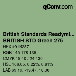 Farbcode: British Standards Readymixed - BRITISH STD Green 275 | qconv.com