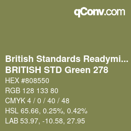 Code couleur: British Standards Readymixed - BRITISH STD Green 278 | qconv.com