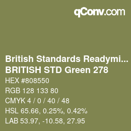 カラーコード: British Standards Readymixed - BRITISH STD Green 278 | qconv.com