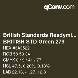 Farbcode: British Standards Readymixed - BRITISH STD Green 279 | qconv.com