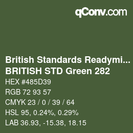 Código de color: British Standards Readymixed - BRITISH STD Green 282 | qconv.com