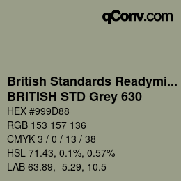 Farbcode: British Standards Readymixed - BRITISH STD Grey 630 | qconv.com