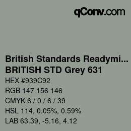 Código de color: British Standards Readymixed - BRITISH STD Grey 631 | qconv.com