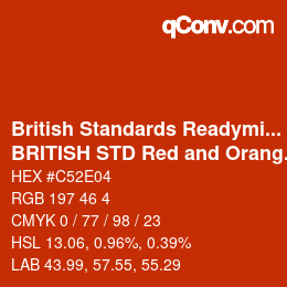 カラーコード: British Standards Readymixed - BRITISH STD Red and Orange 536 | qconv.com