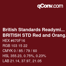 カラーコード: British Standards Readymixed - BRITISH STD Red and Orange 540 | qconv.com