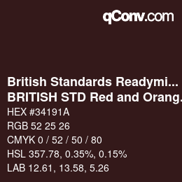 Code couleur: British Standards Readymixed - BRITISH STD Red and Orange 541 | qconv.com