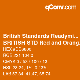 Farbcode: British Standards Readymixed - BRITISH STD Red and Orange 557 | qconv.com