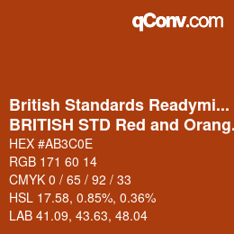 Farbcode: British Standards Readymixed - BRITISH STD Red and Orange 570 | qconv.com